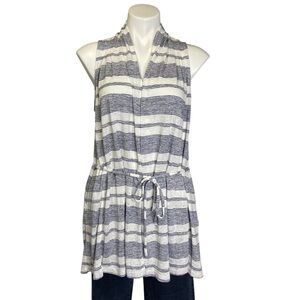 ANTHROPOLOGIE SATURDAY SUNDAY Vest Sky Tie Waist Striped Cardigan Medium